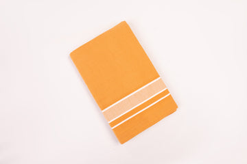 Yellow Double Dhoti with Fancy White Border for Men
