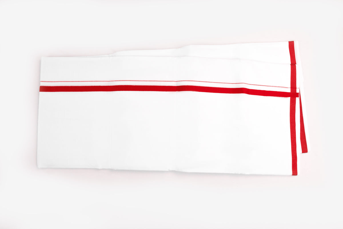 Mens White Double Dhoti Cotton Blend with Big Border - 3.80M | HD-17-7