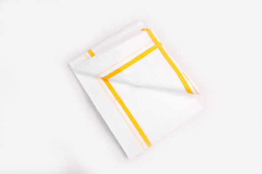 Mens White Double Dhoti Cotton Blend with Big Border - 3.80M | HD-17-8