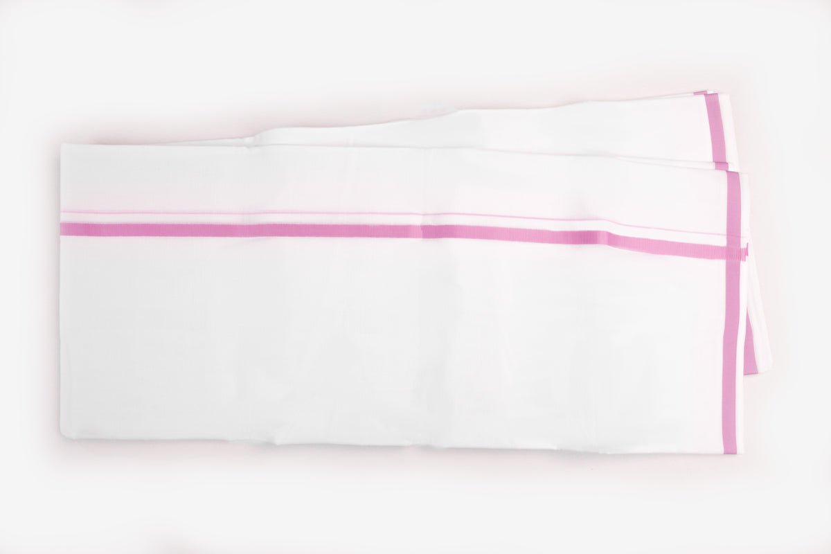 Mens White Double Dhoti Cotton Blend with Big Border - 3.80M | HD-17-11