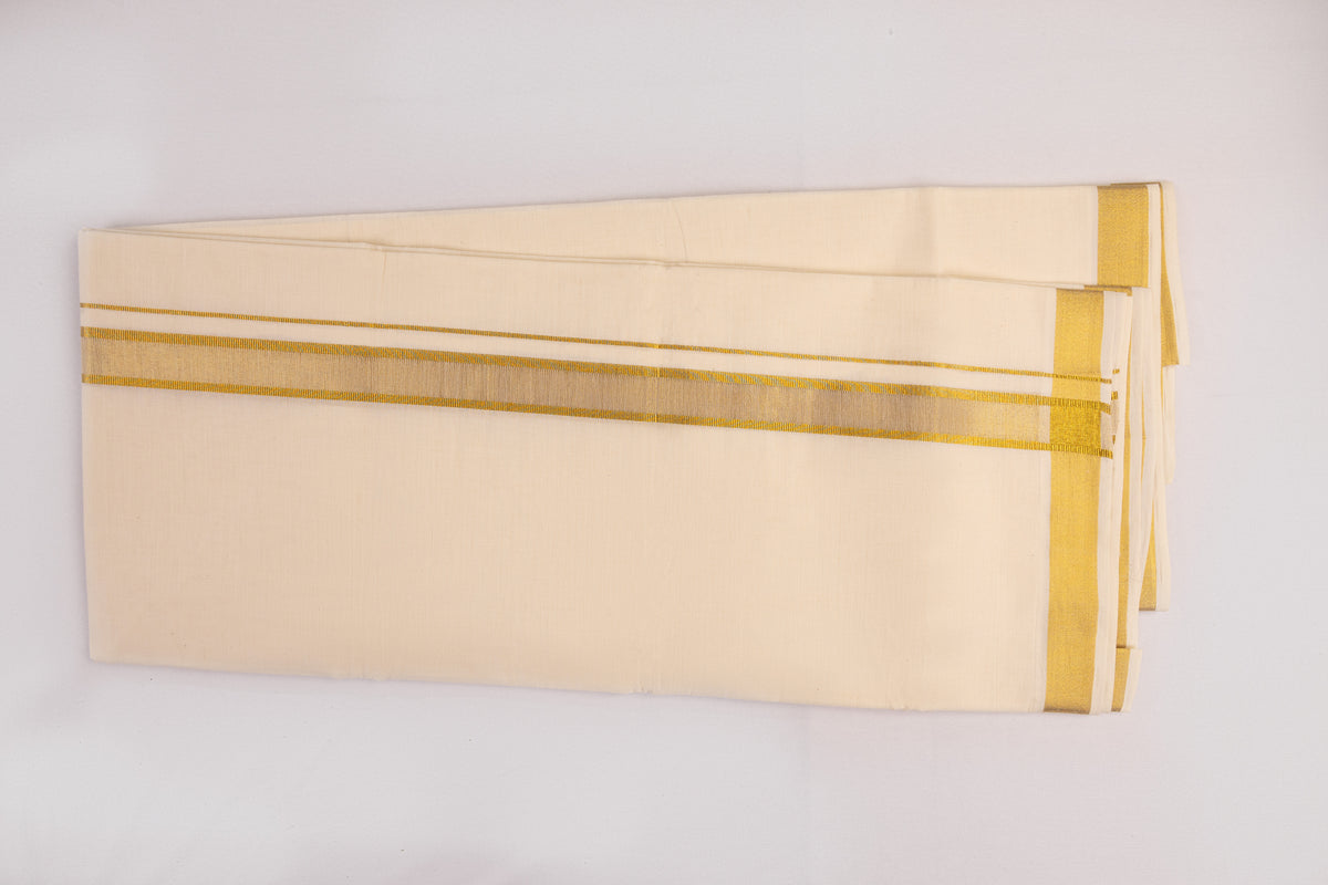 GOLD TRACK BORDER CREAM DOUBLE DHOTI - GLD-117C