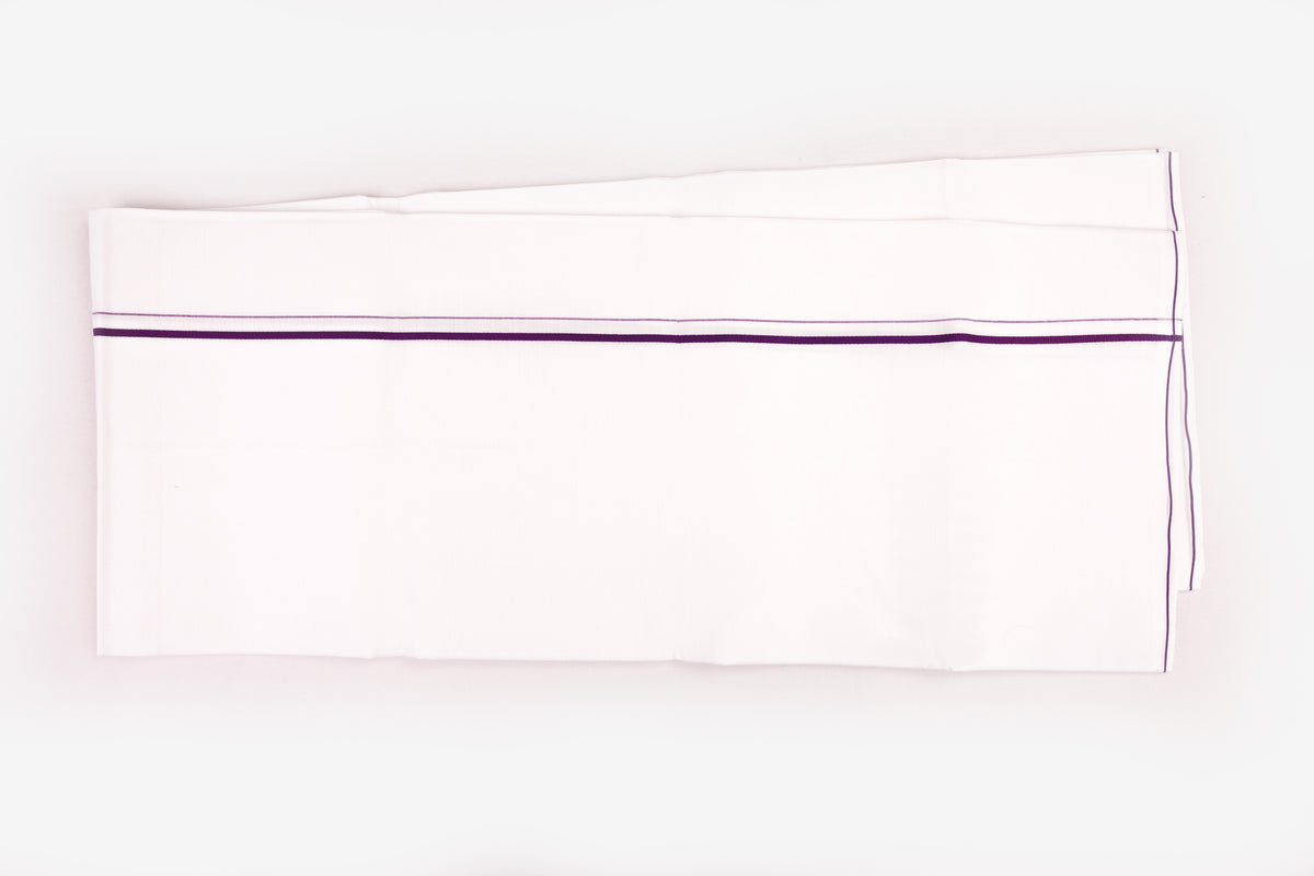 BUY NOW WHITE SINGLE DHOTI SMALL COTTON BORDER FOR MEN