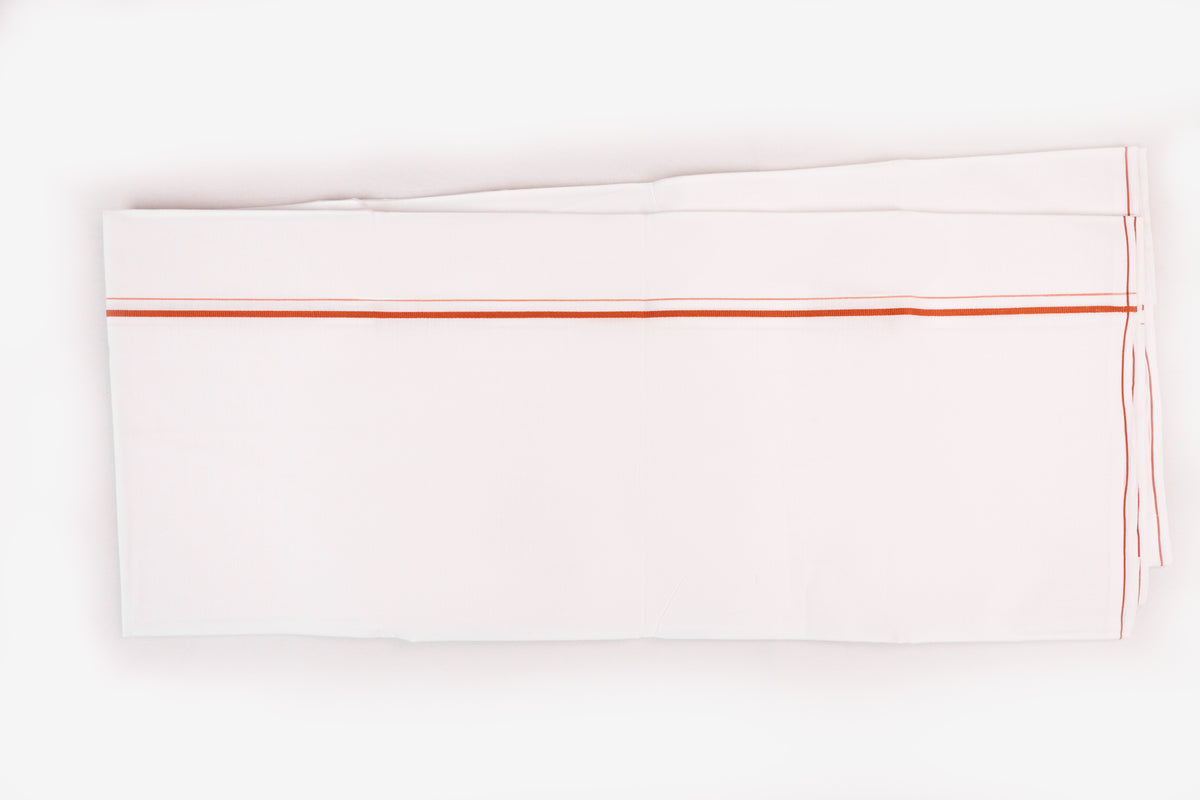 SHOP NOW WHITE SINGLE DHOTI SMALL COTTON BORDER FOR MEN