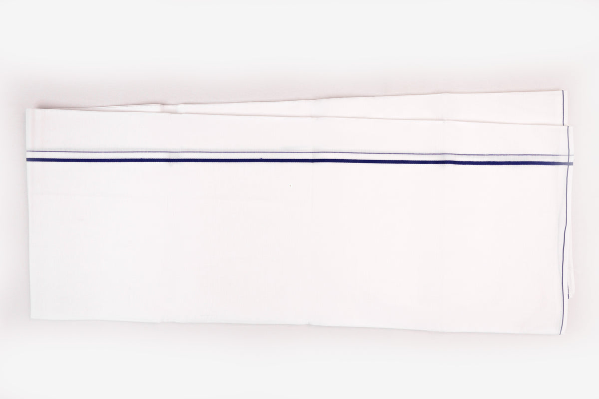 ORDER NOW WHITE SINGLE DHOTI SMALL COTTON BORDER FOR MEN