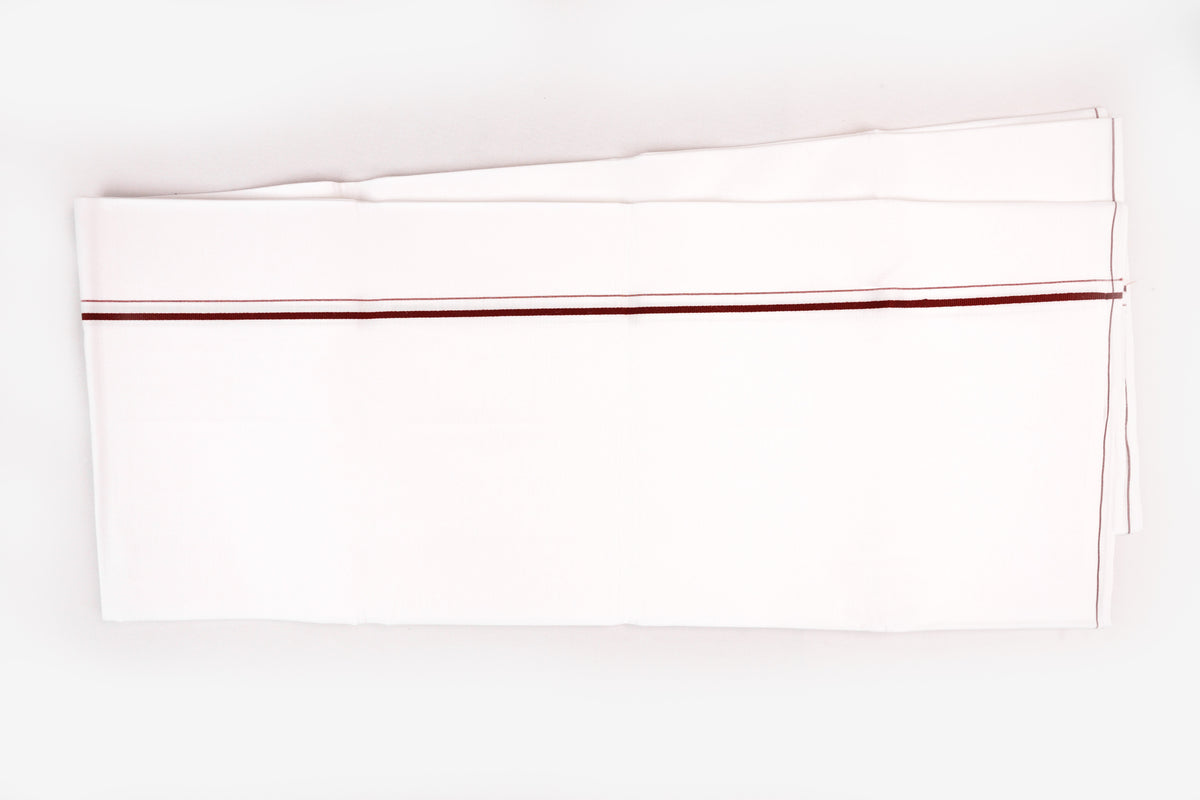 SHOP WHITE SINGLE DHOTI SMALL COTTON BORDER FOR MEN