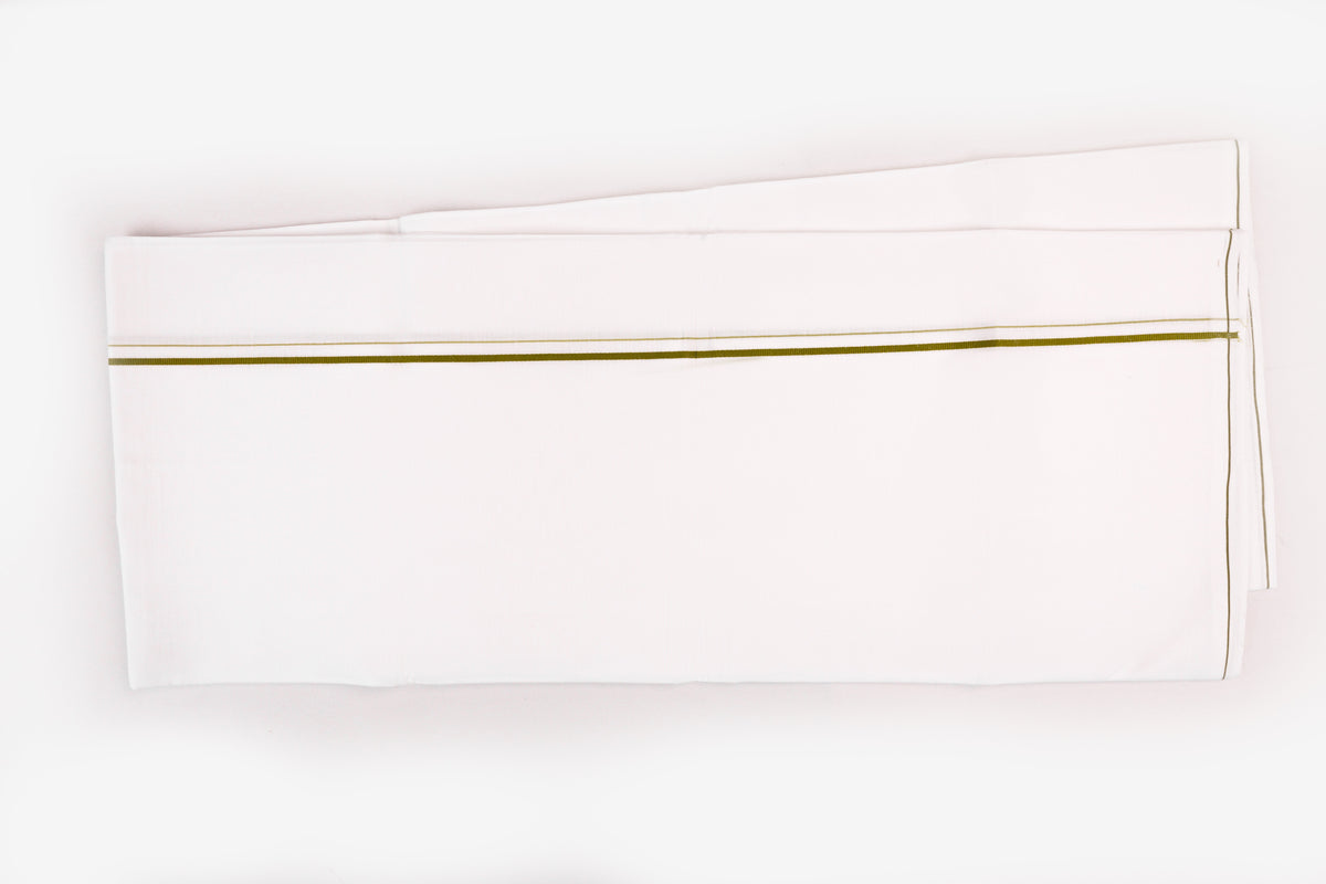 BUY WHITE SINGLE DHOTI SMALL COTTON COLOR BORDER FOR MEN