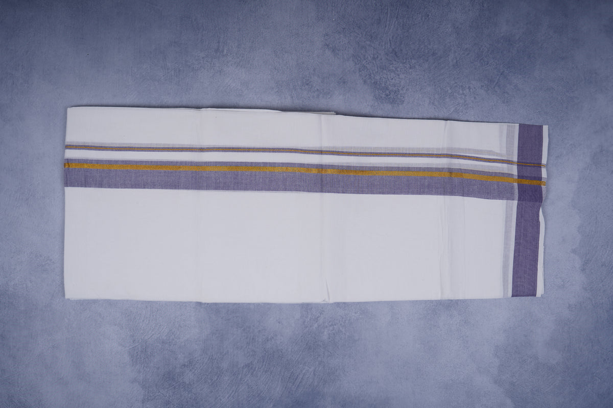 FEATHER FINISH COTTON 1818 W/D DHOTHIE 3.80 MTR- VIOLET
