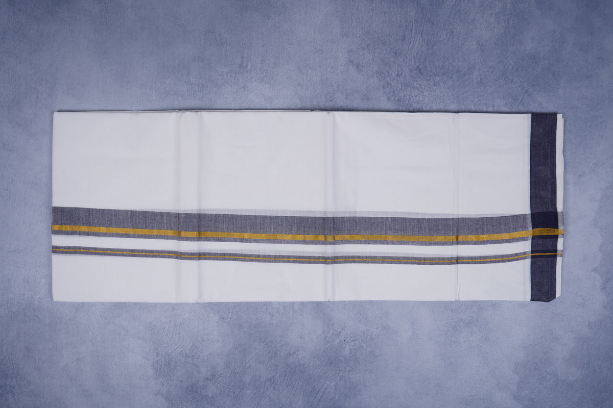 FEATHER FINISH COTTON 1818 W/D DHOTHIE 3.80 MTR-BLACK