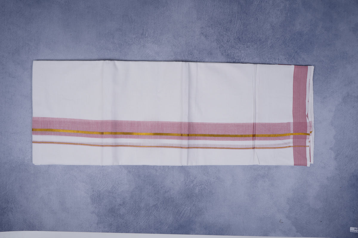 FEATHER FINISH COTTON 1818 W/D DHOTHIE 3.80 MTR-LIGHT PINK