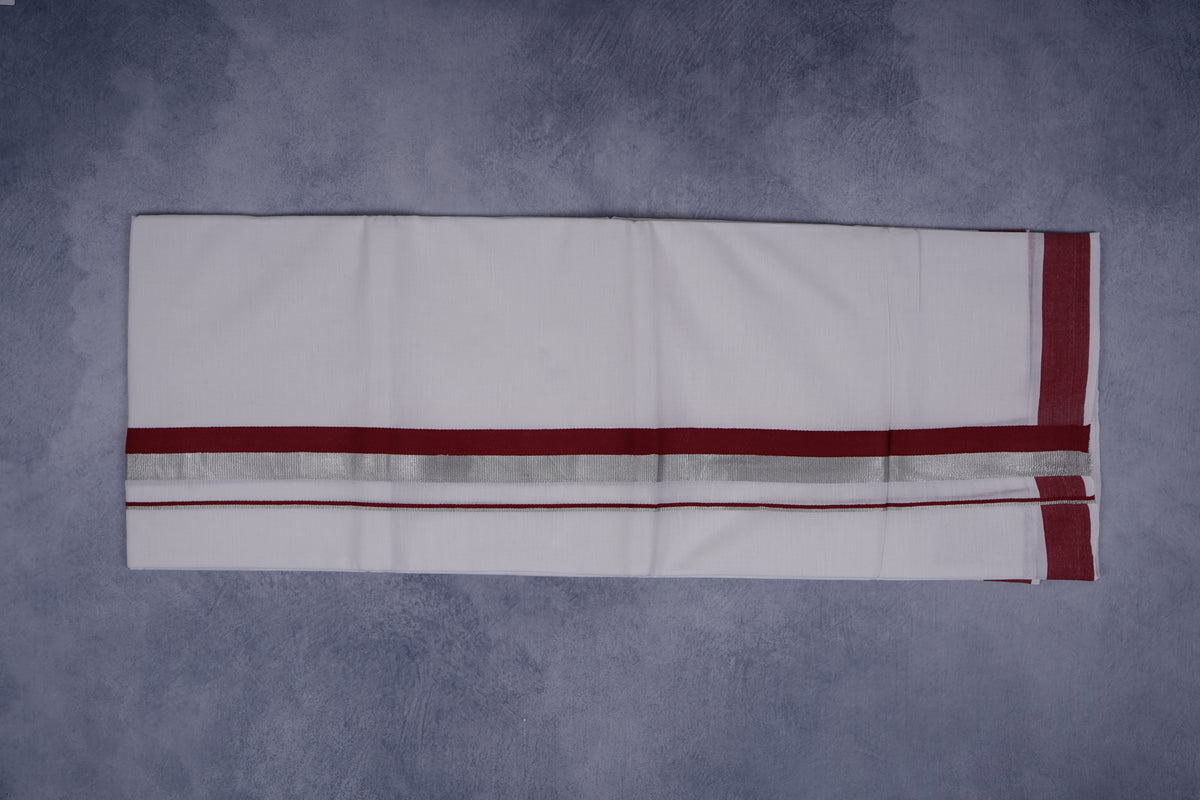 FEATHER FINISH COTTON 1212 W/D DHOTHIE 3.80 MTR-MAROON