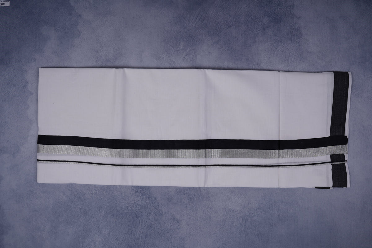 FEATHER FINISH COTTON 1212 W/D DHOTHIE 3.80 MTR-BLACK