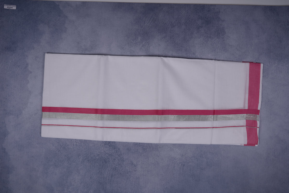 FEATHER FINISH COTTON 1212 W/D DHOTHIE 3.80 MTR-PINK