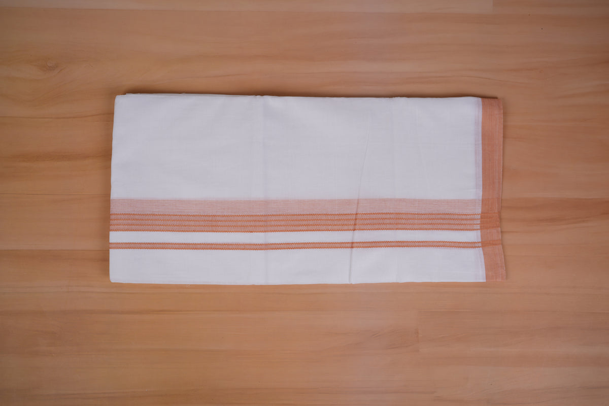 FEATHER FINISH COTTON 4014 W/D DHOTHIE 3.80 MTR -LIGHT PINK