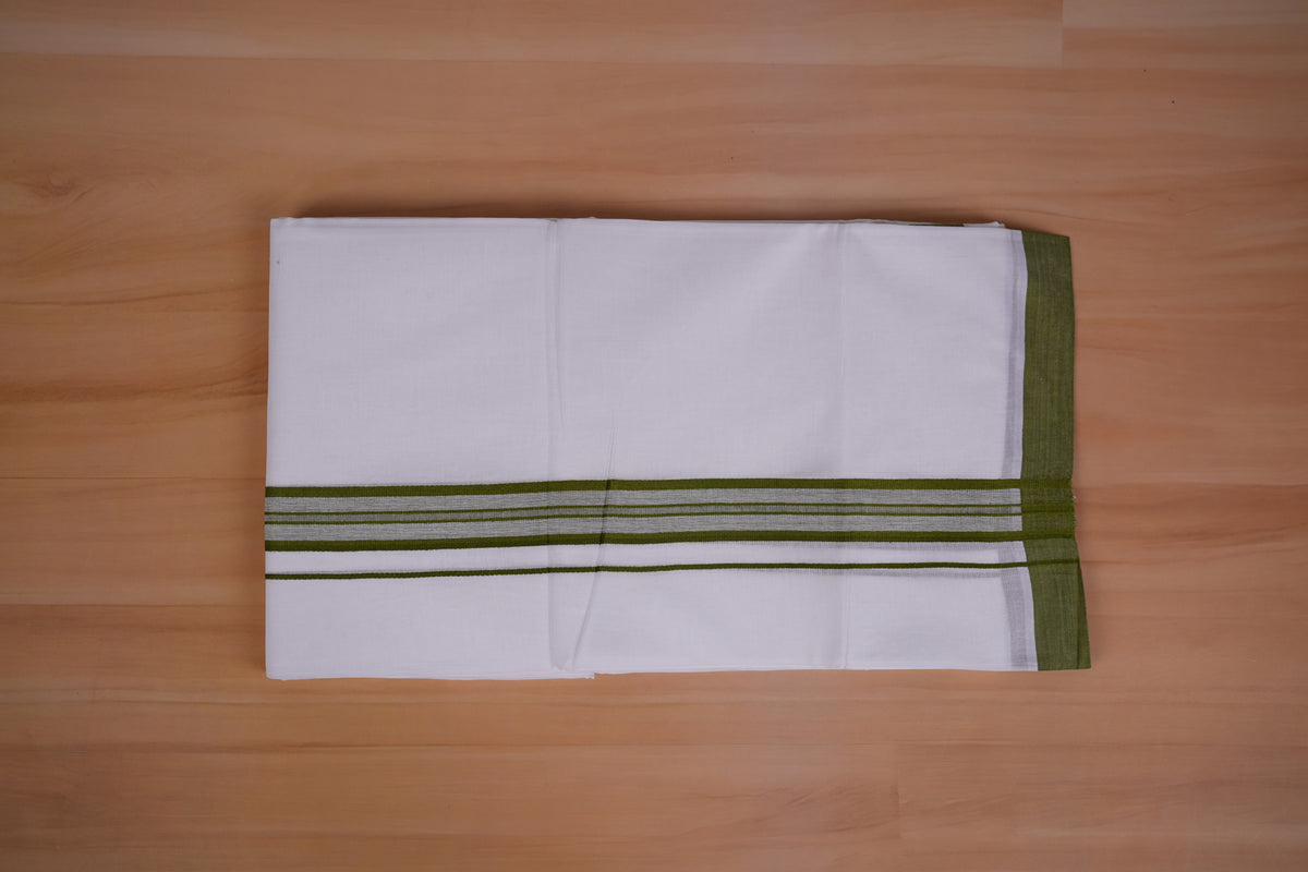 FEATHER FINISH COTTON 4012 W/D DHOTHIE 3.80 MTR - GREEN