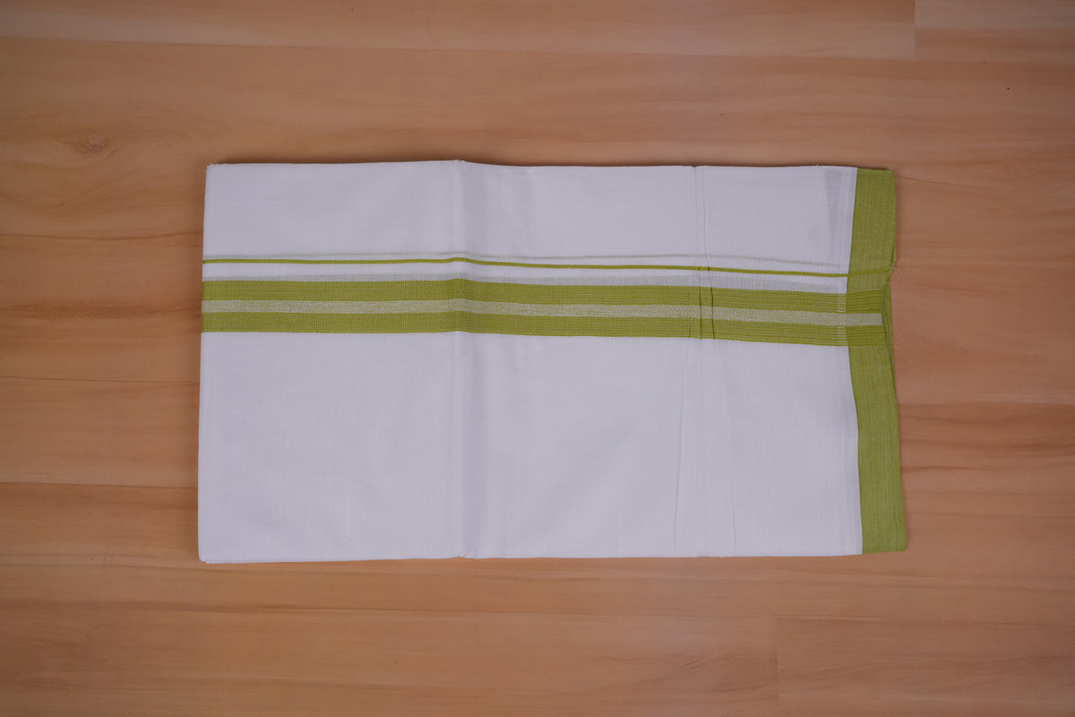 FEATHER FINISH COTTON 4011 W/D DHOTHIE 3.80 MTR-GREEN