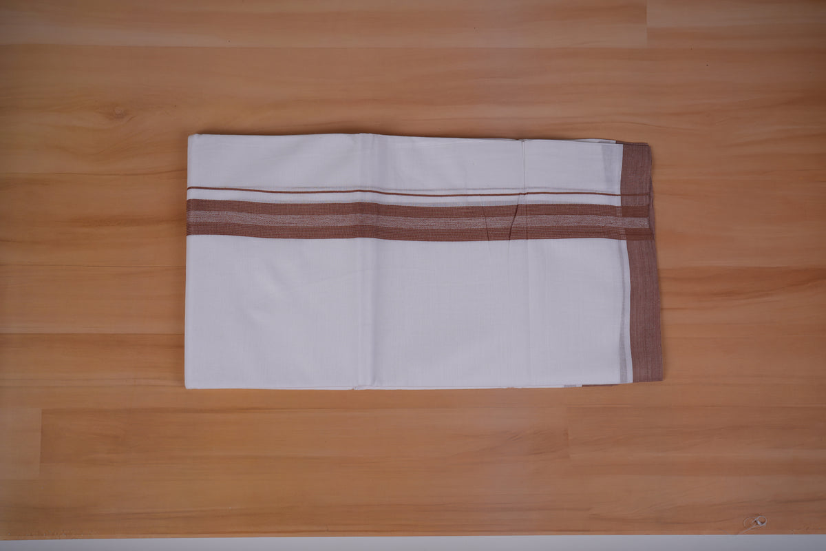 FEATHER FINISH COTTON 4011 W/D DHOTHIE 3.80 MTR-BROWN