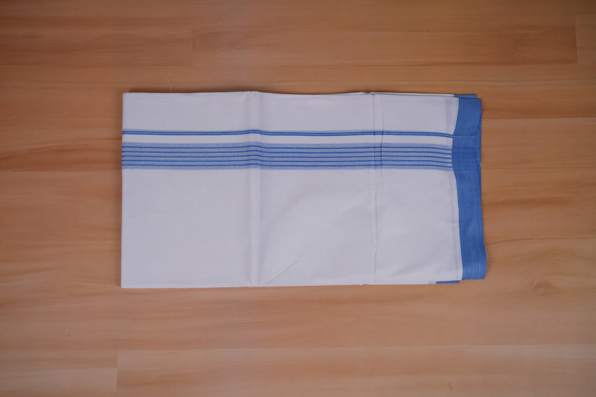 FEATHER FINISH COTTON 4013 W/D DHOTHIE 3.80 MTR-BLUE