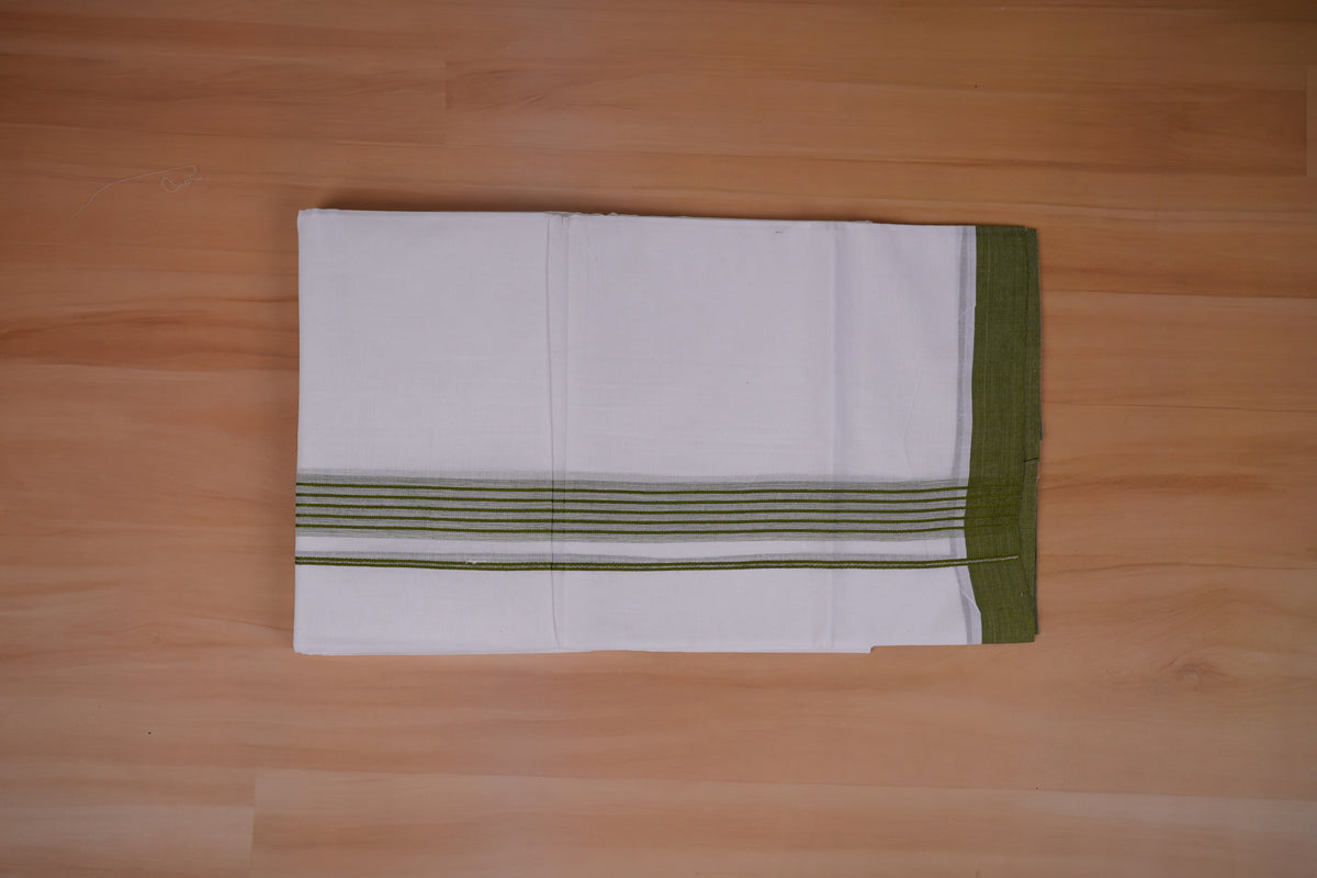 FEATHER FINISH COTTON 4013 W/D DHOTHIE 3.80 MTR-LIGHT GREEN