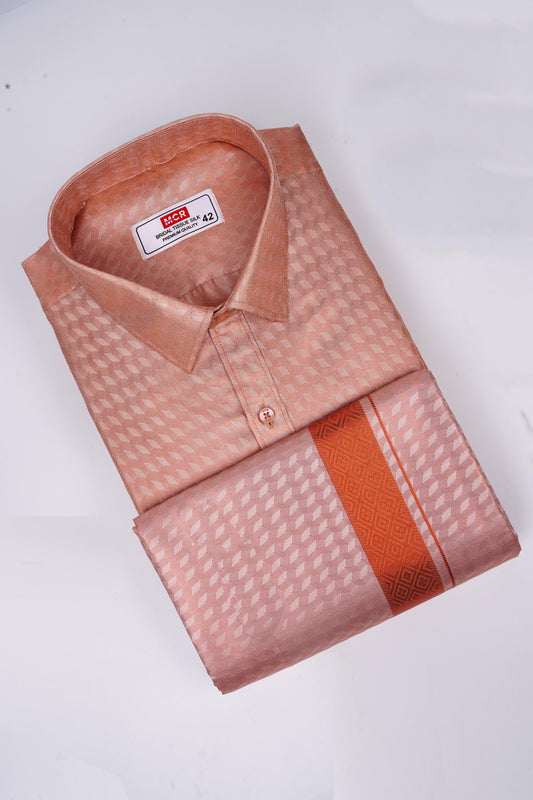 Copper Bridal Tissue Silk Single Set F/S-mens dress for wedding (Perfume & Dhoti Belt Free)