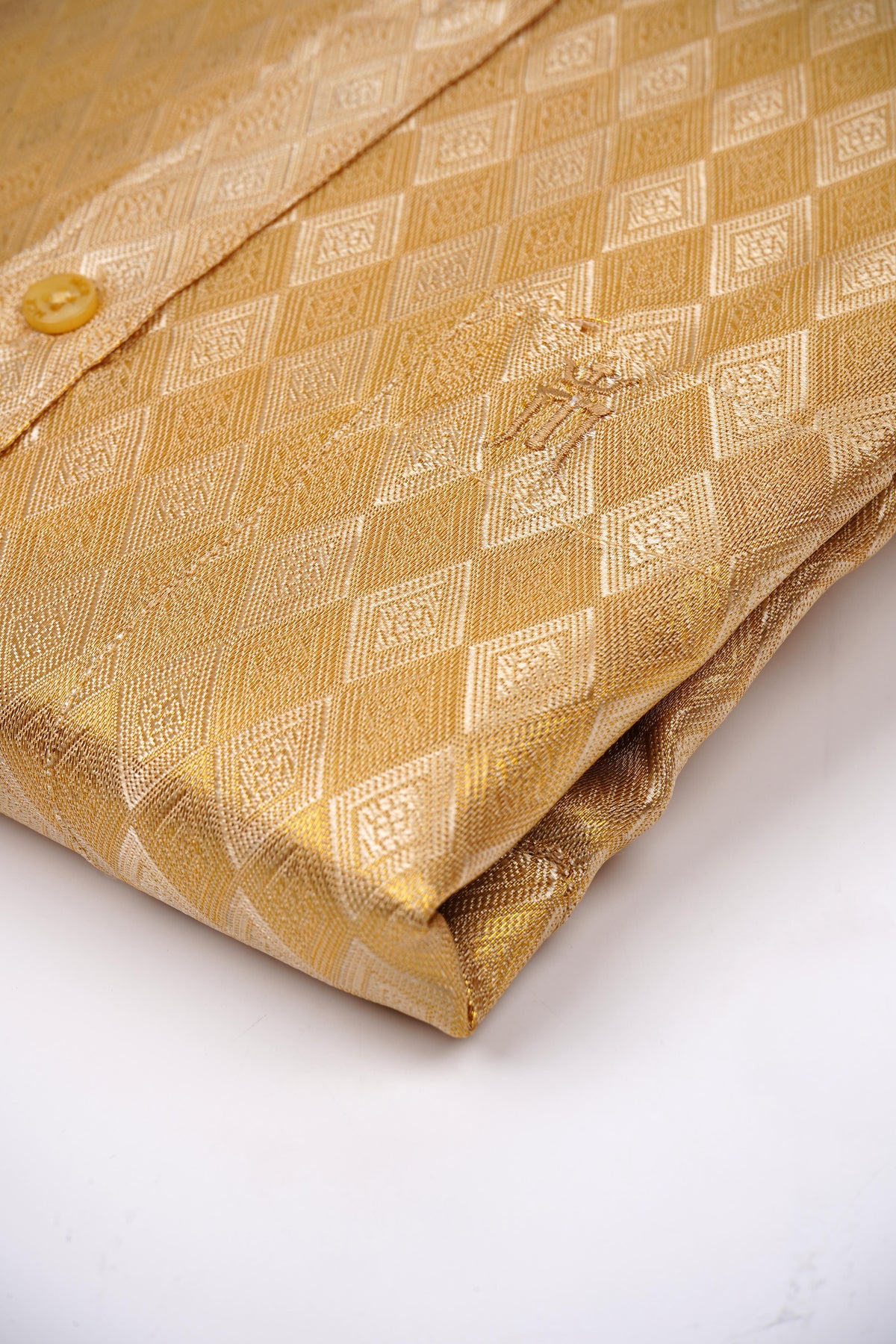 Gold Bridal Tissue Silk Single Set F/S-men dresses for marriage (Perfume & Dhoti Belt Free)