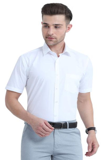 MCR Anti Wrinkle Half Sleeve Formal White Shirt for Men, perfect for business and casual settings