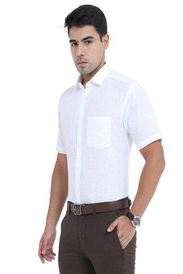 BERTY Half Sleeve Formal White Shirt for Men with a Classic Fit and Pocket Detail