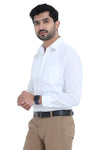 MCR Crown Lin white dress shirt for men, featuring full sleeves and a classic fit, perfect for formal occasions.