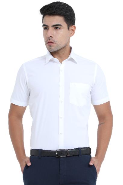 President Half Sleeve White Shirt for Men by MCR Textiles with a classic design and a chest pocket
