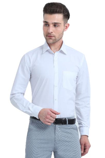 MCR STAIN FREE formal white shirt for men featuring a full sleeve design and a classic fit