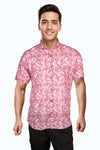 NEWSMAKER SLIMFIT HALF SLEEVE PINK WHITE MEN SHIRT