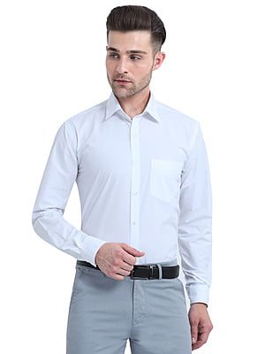 Colour-washy Cotton White Shirt Full Sleeve SFWF