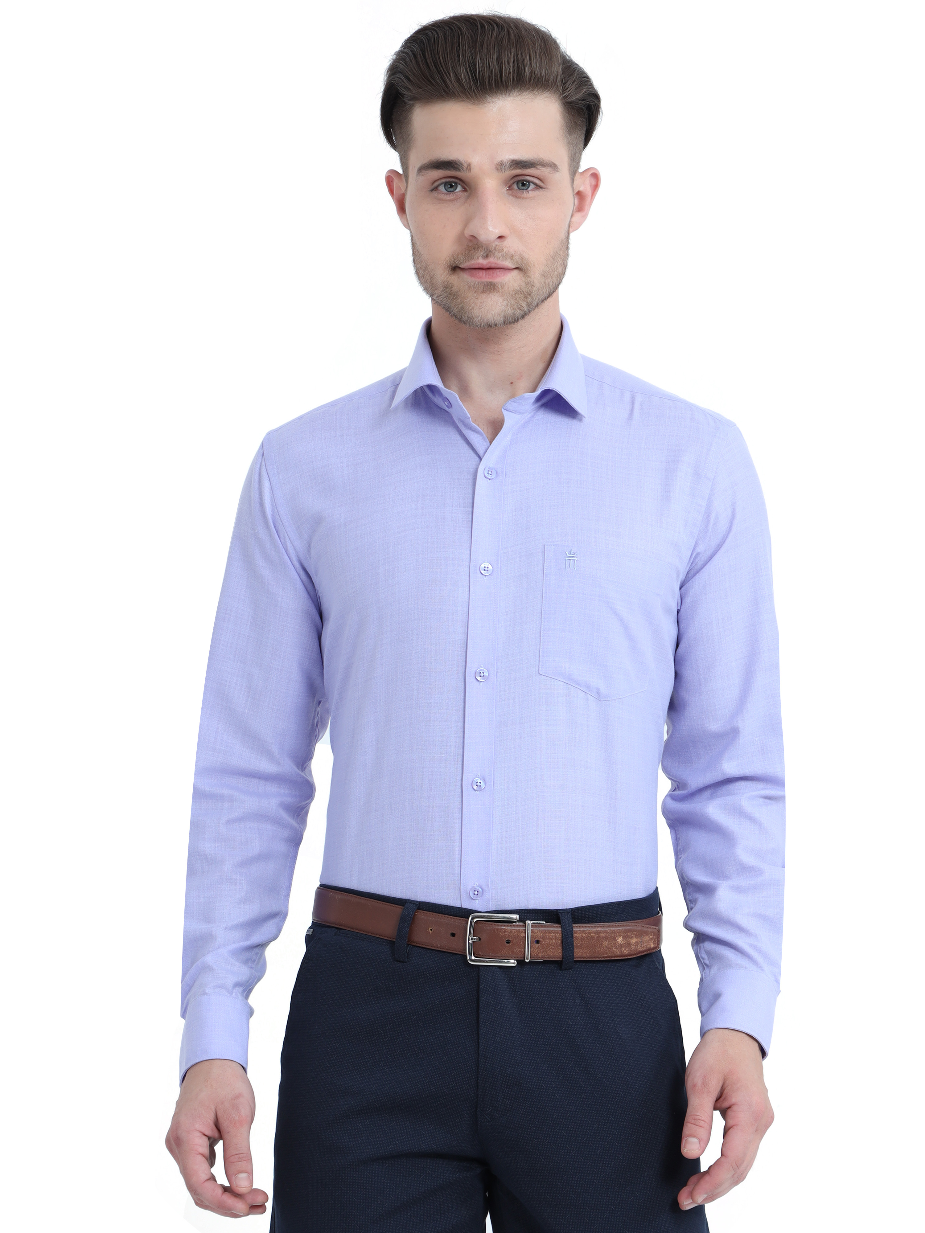Men's Wrinkle Free Shirt Lavender Colour Full Sleeve