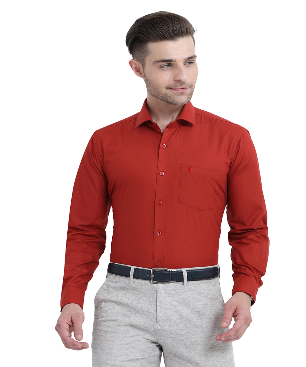 Shop Stain Guard Shirt Indian Red Colour Full Sleeve
