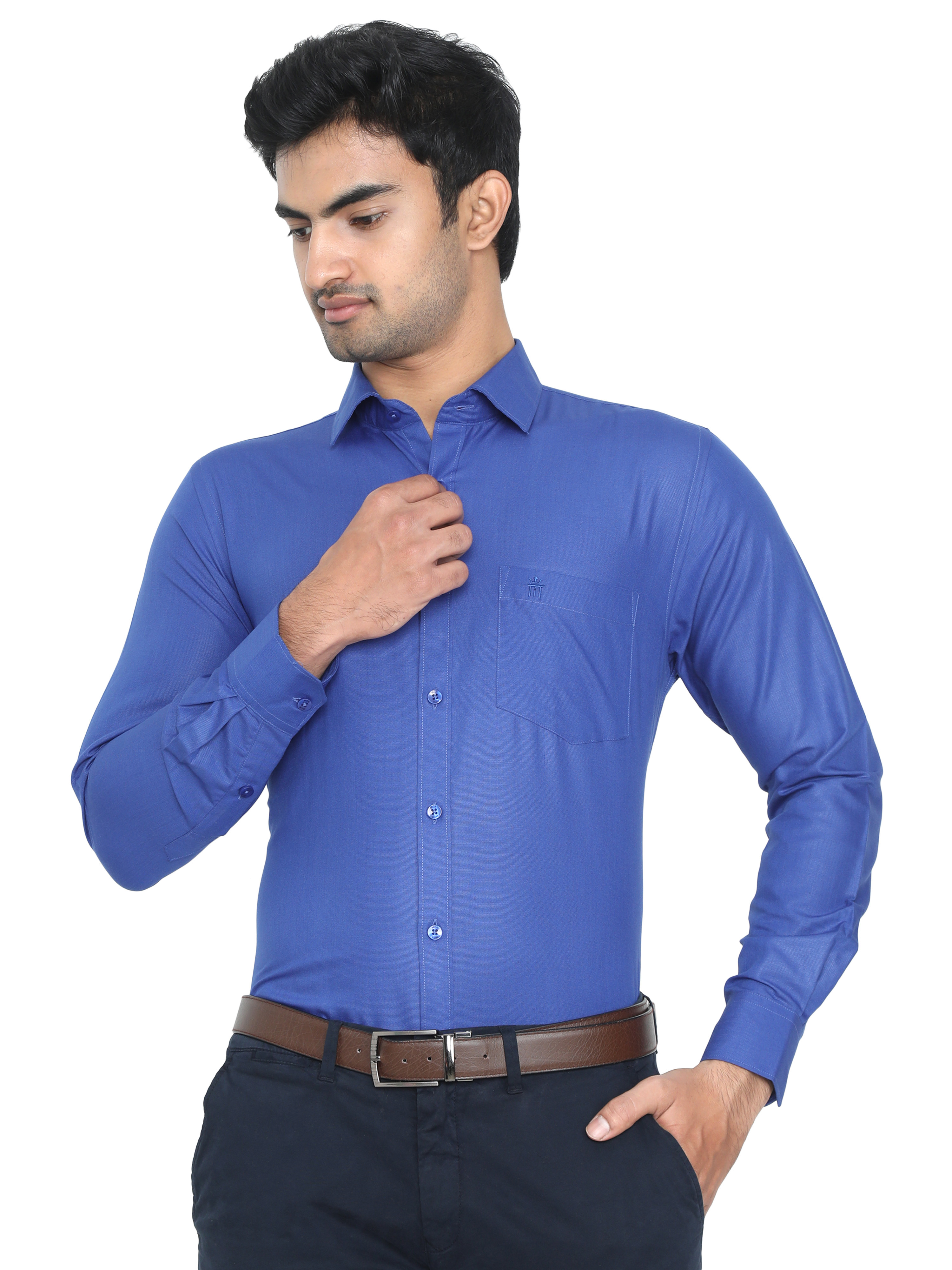 Buy Economic Formal Blue Colour Shirt Full Sleeve