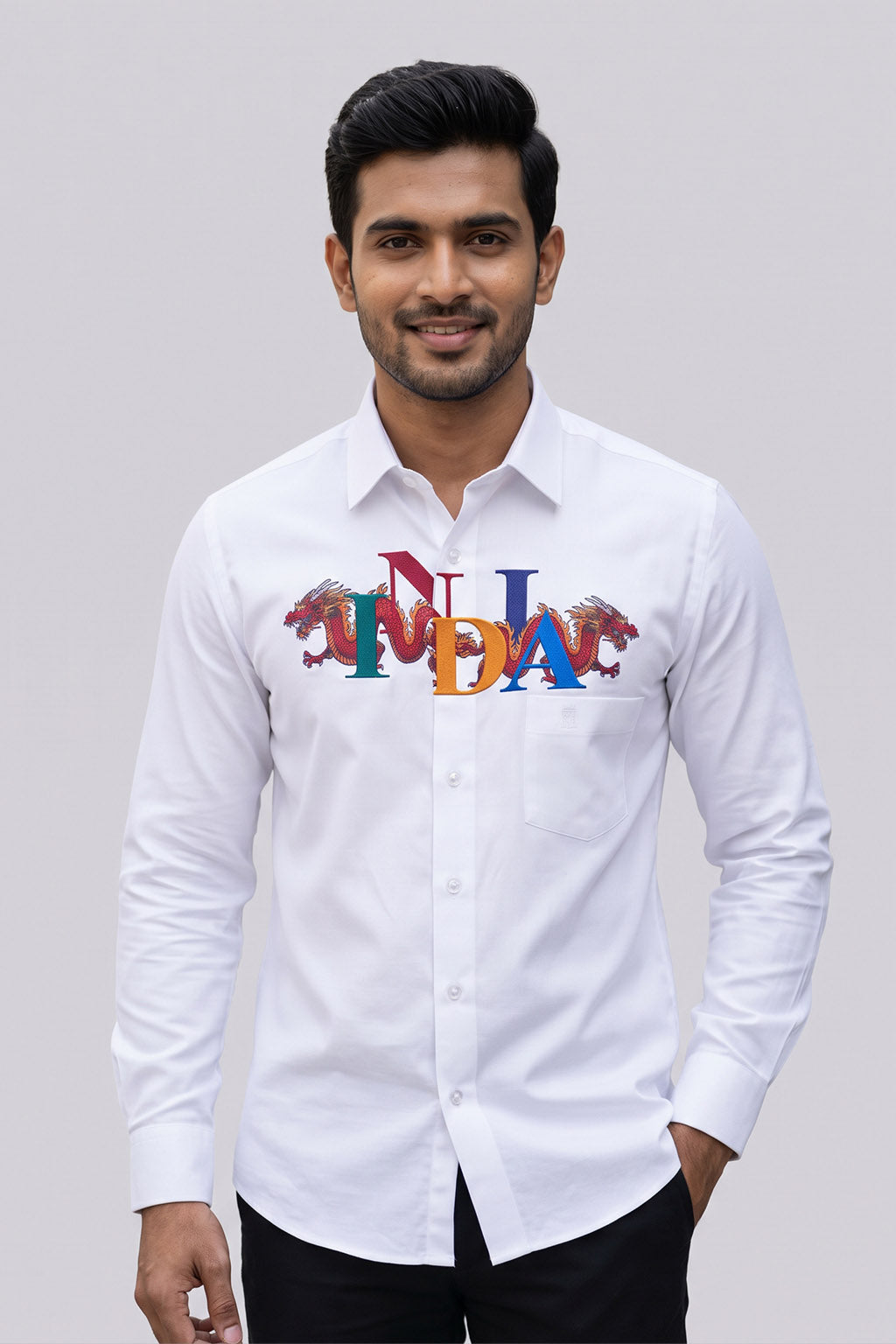 Men Casual Printed White Shirt - India
