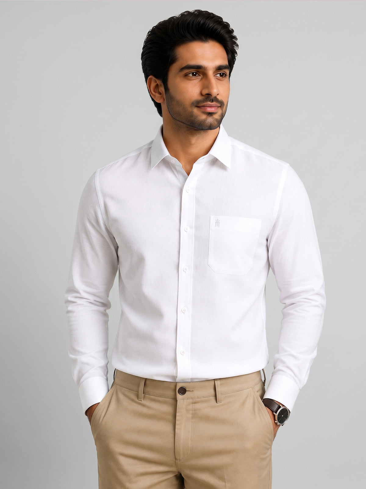 Linen Max Formal White Shirt For Men