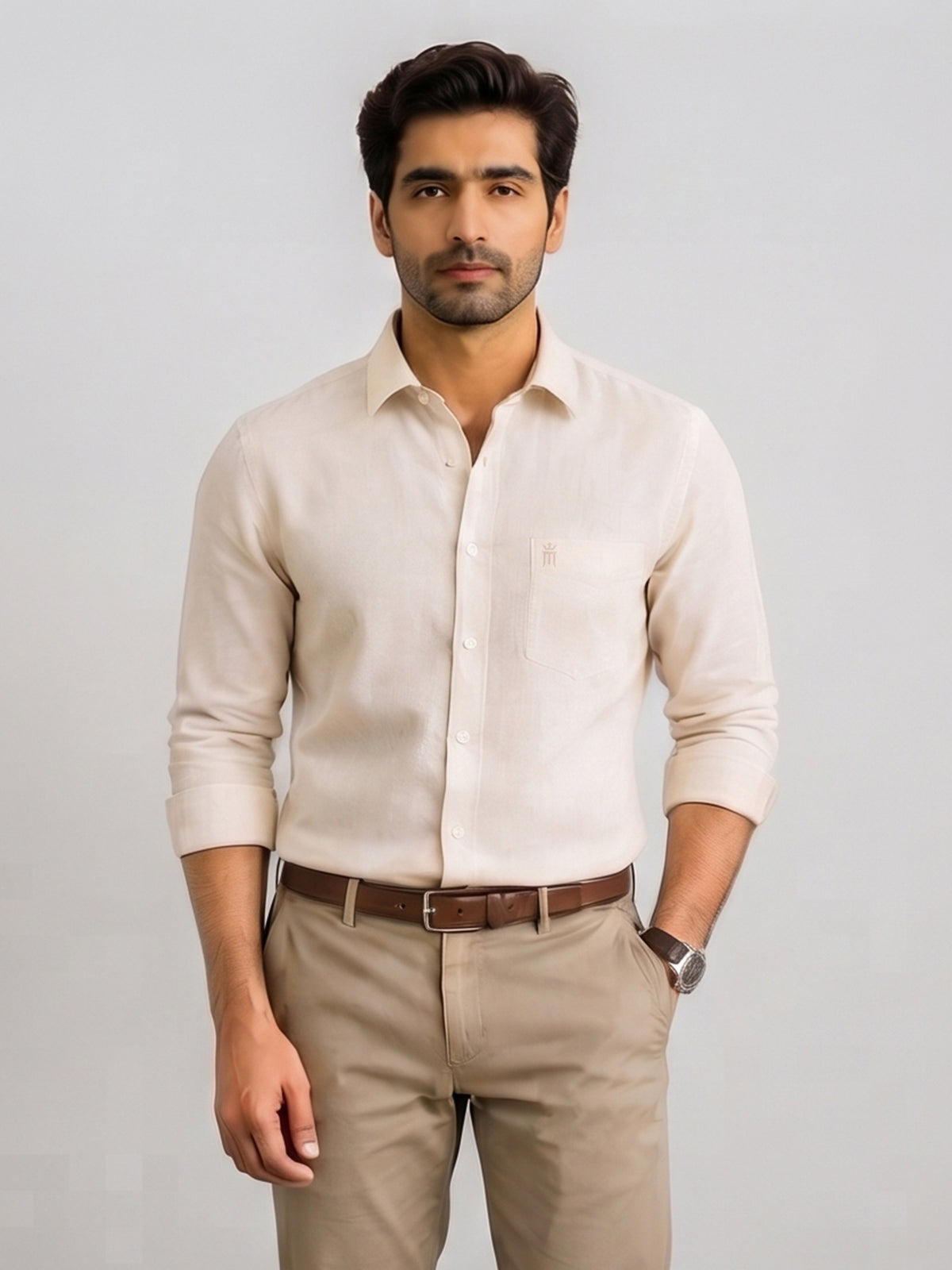 Excel Formal Cream Shirt For Men