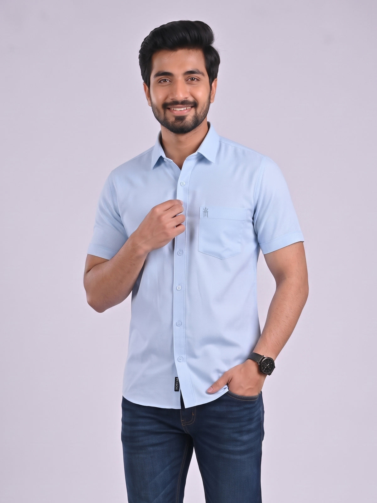 MCR Men Formal Colour Shirt - Sky Blue 92051 ICE BERG