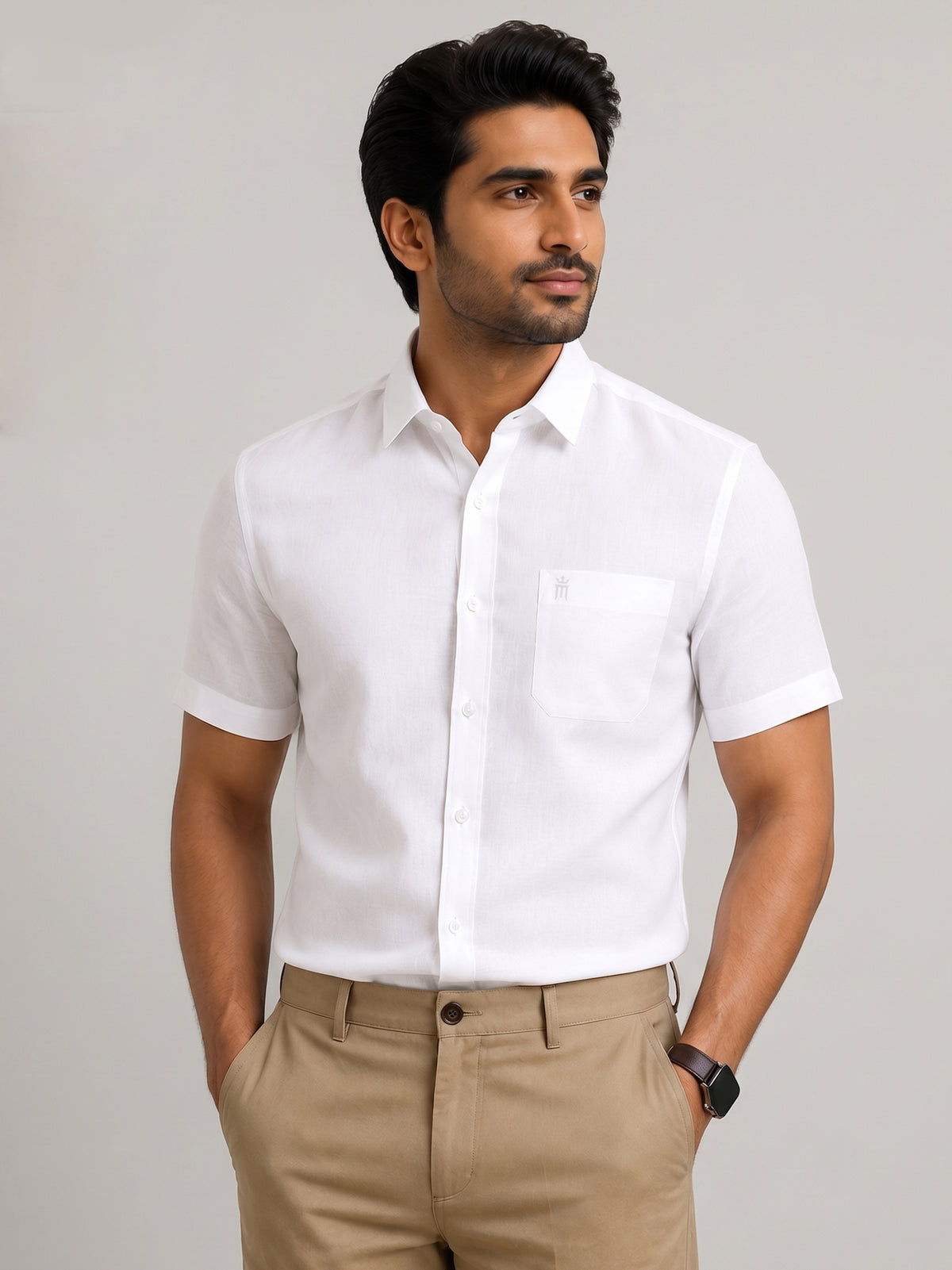 Linen Max Formal White Shirt For Men