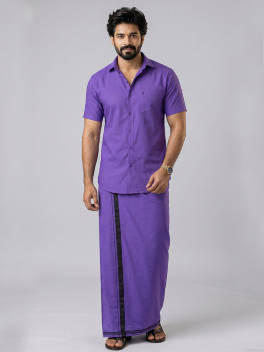 Genz Loungewear Colour Shirt Half Sleeve and Matching Dhoti Single Combo Set - 88010