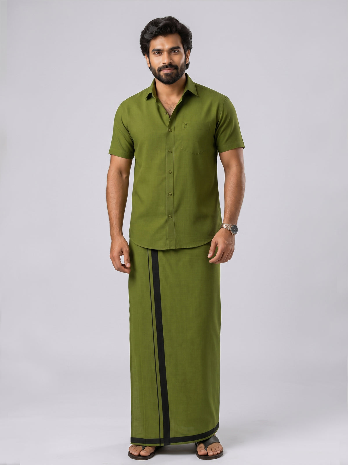 Genz Loungewear Colour Shirt Half Sleeve and Matching Dhoti Single Combo Set - 88002