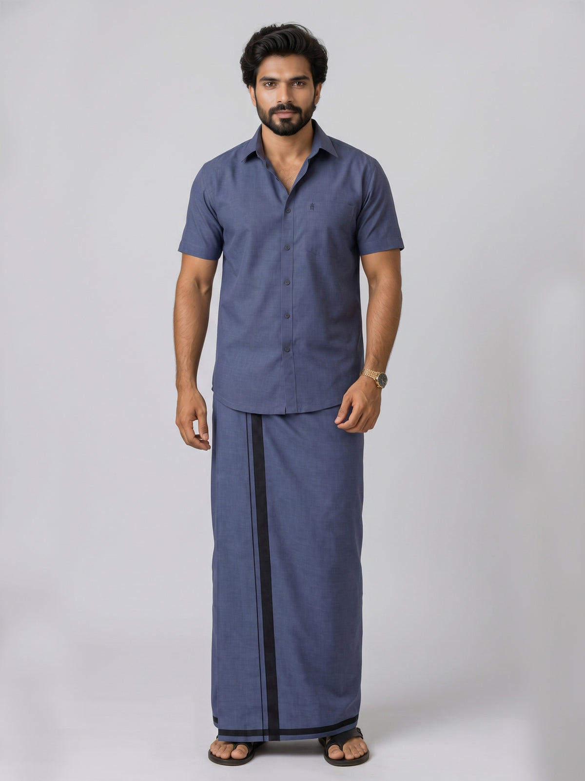 Genz Loungewear Colour Shirt Half Sleeve and Matching Dhoti Single Combo Set - 88007