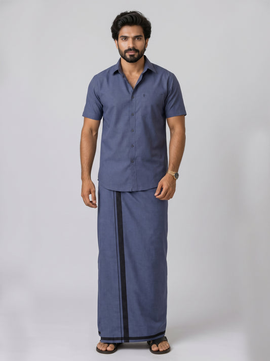 Genz Loungewear Colour Shirt Half Sleeve and Matching Dhoti Single Combo Set - 88007