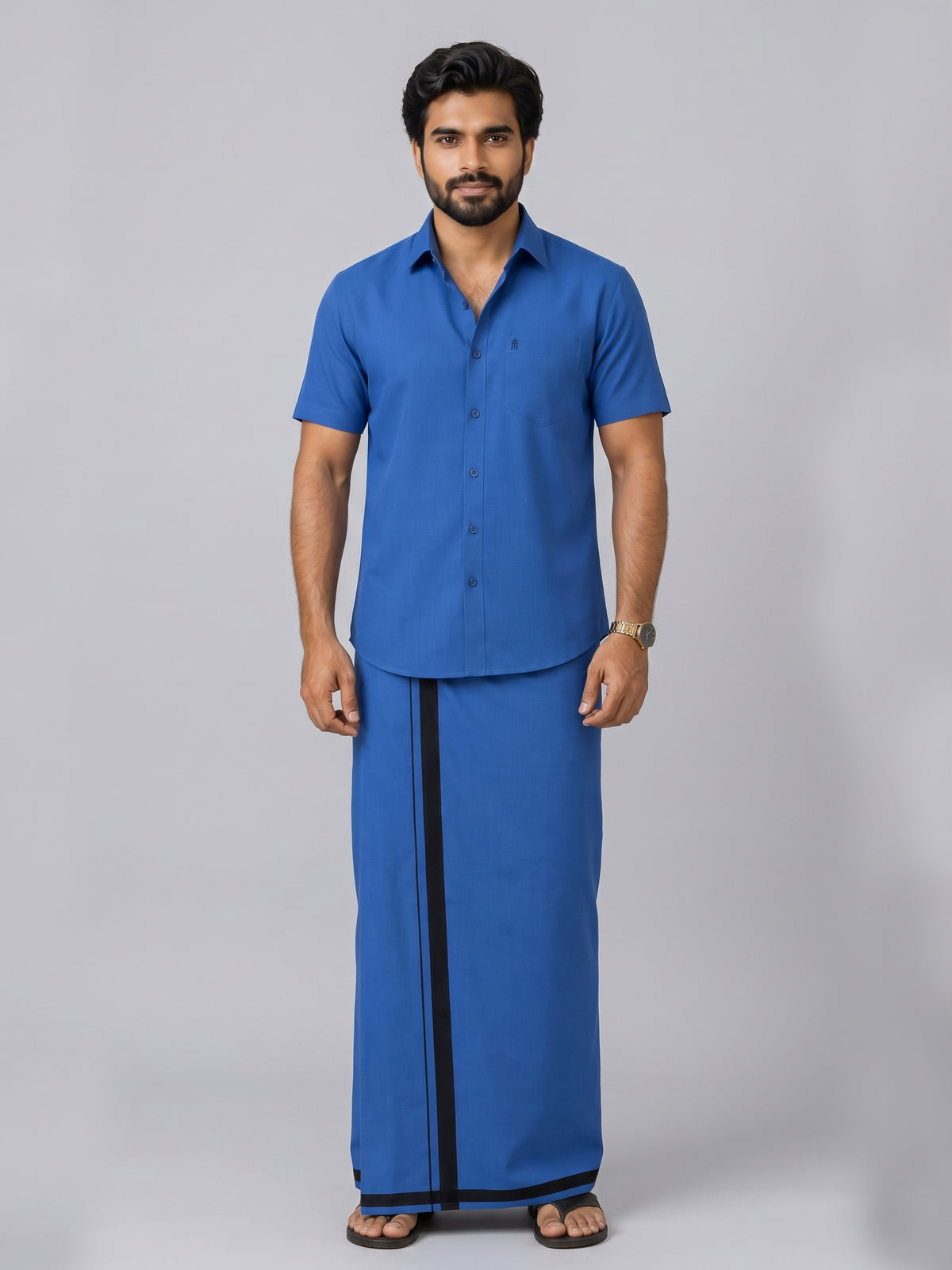 Genz Loungewear Colour Shirt Half Sleeve and Matching Dhoti Single Combo Set - 88009