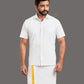 MISTY GOLD BORDER WHITE SET HALF SLEEVE SINGLE DHOTI