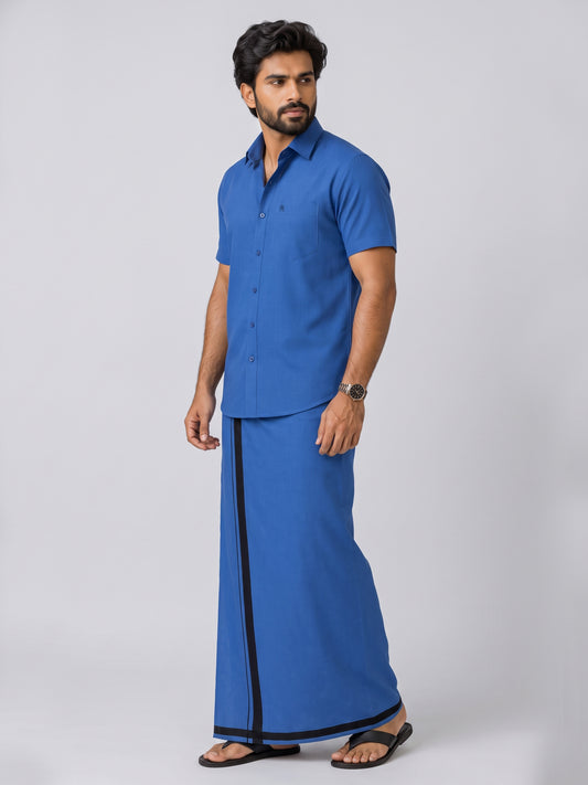 Genz Loungewear Colour Shirt Half Sleeve and Matching Dhoti Single Combo Set - 88009