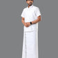 MISTY SILVER BORDER WHITE SET HALF SLEEVE DOUBLE DHOTI
