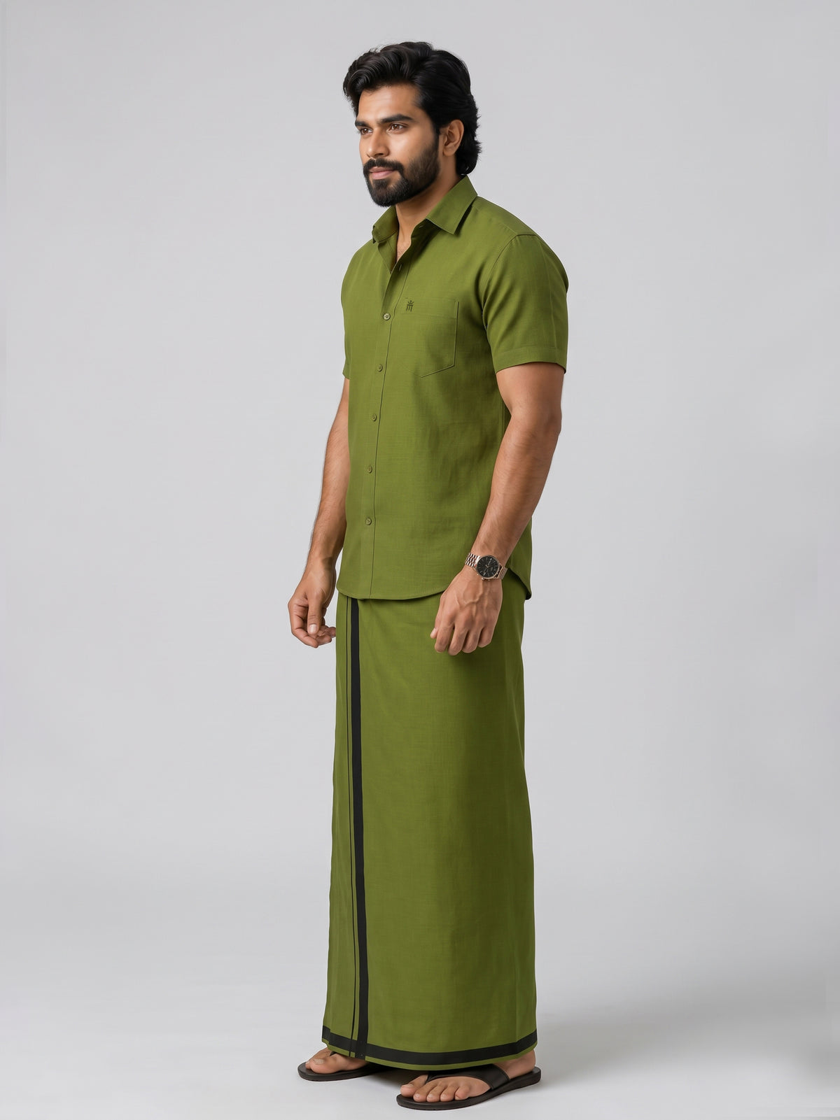 Genz Loungewear Colour Shirt Half Sleeve and Matching Dhoti Single Combo Set - 88002