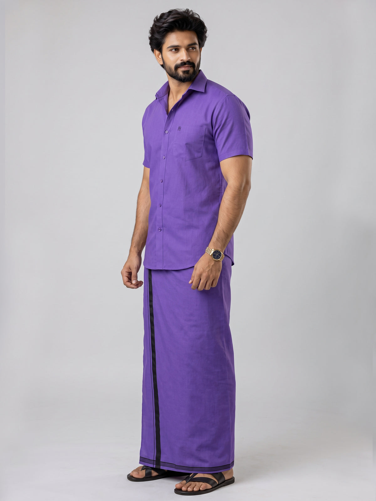 Genz Loungewear Colour Shirt Half Sleeve and Matching Dhoti Single Combo Set - 88010