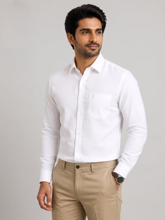 Linen Max Formal White Shirt For Men